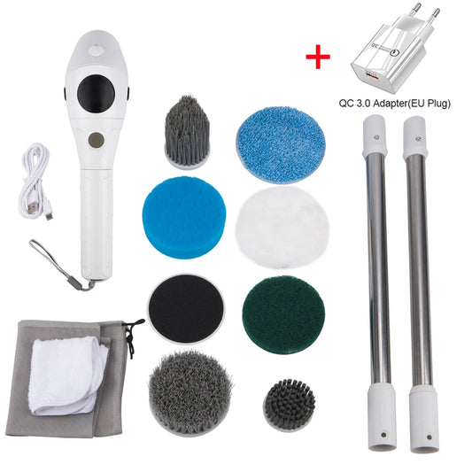Multifunctional 8-in-1 Cordless Electric Cleaning Brush Rotary Scrubber for Bathroom Kitchen Windows Tile