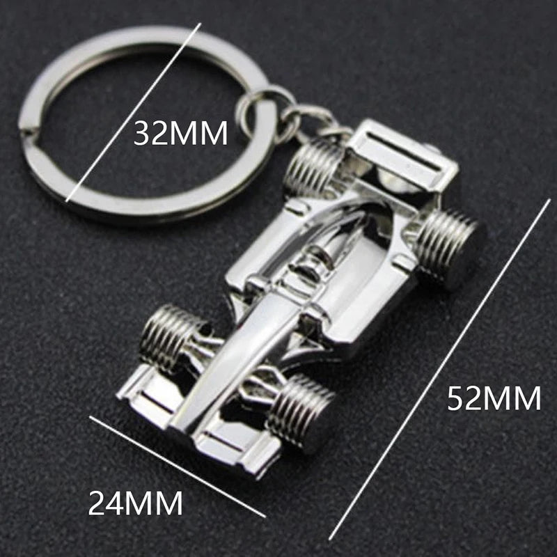 Llavero con colgante de coche de carreras de Fórmula 1 en miniatura para hombre, bolso de mano, regalo de actividad.
