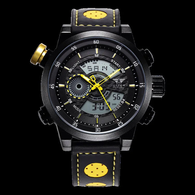 2024 NEW AMST Luxury Brand Men's Quartz LED Watches Men Fashion Casual Sports Clock Genuine Leather Military Wrist Watch