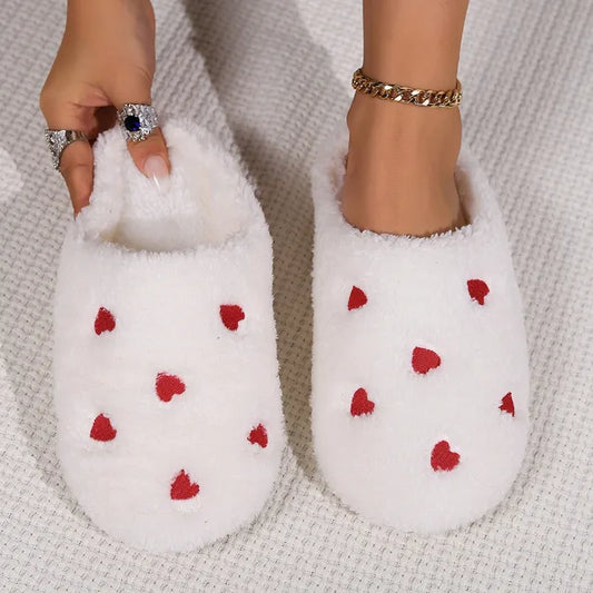 Pantuflas con forma de corazón para mujer, suaves y silenciosas, para interiores, cómodas, silenciosas, ligeras, para sala de estar, de invierno