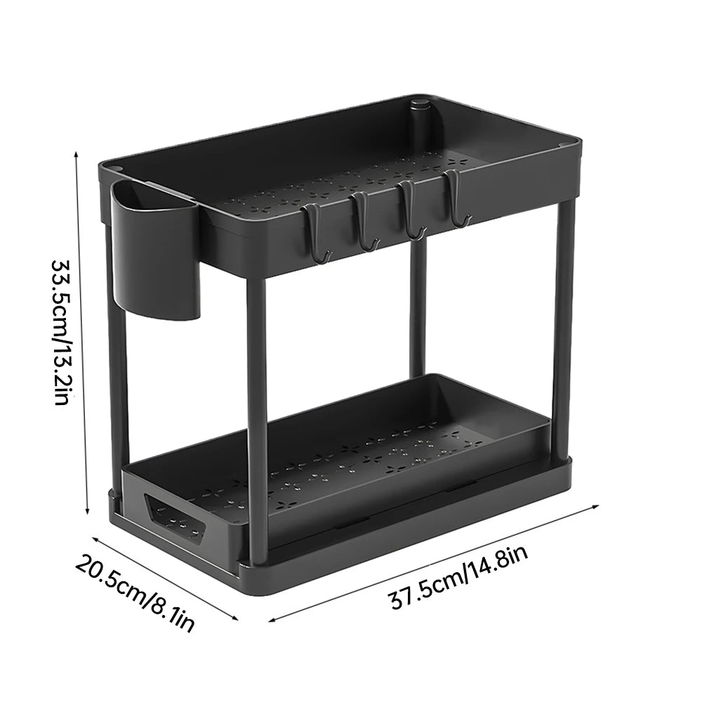Kitchen Storage Rack with Sliding Cabinet Drawers Multi-Purpose Storage Shelf Holder Kitchen Desktop Organization Rack