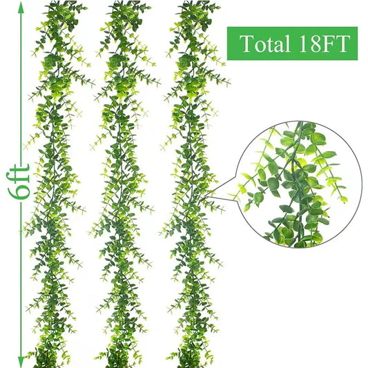 Artificial Plant Vines Wall Hanging Rattan Leaves Branches Outdoor Garden Home Decoration Plastic Fake Silk Leaf Green Plant Ivy
