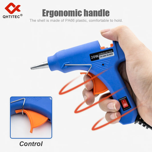 Pistola de pegamento termofusible JCD de 20 W con 10 barras de pegamento transparente de 7 mm, minipistola eléctrica para el hogar, herramientas de mantenimiento