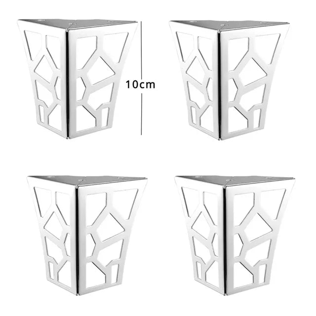4 patas de metal clásicas modernas para muebles, de 10 cm, huecas, geométricas, para sofá, mesa, armario, soporte para pies, herrajes para muebles.