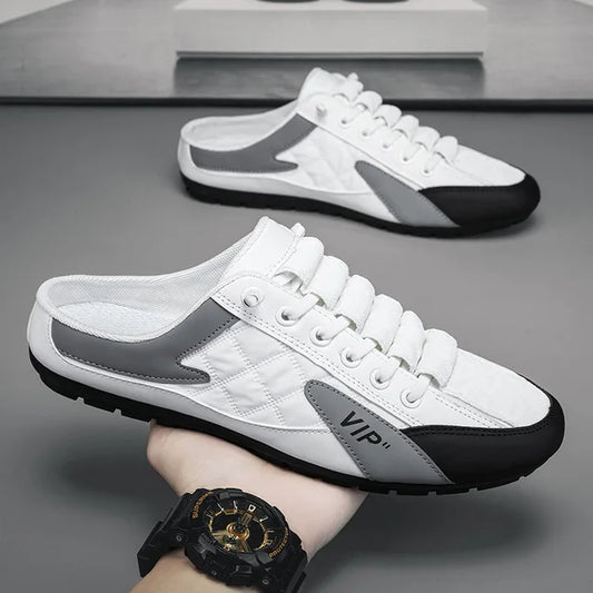 Pantuflas Baotou de verano de sección fina con suela plana salvaje y suela laminada, estilo nuevo, para hombre, 2023