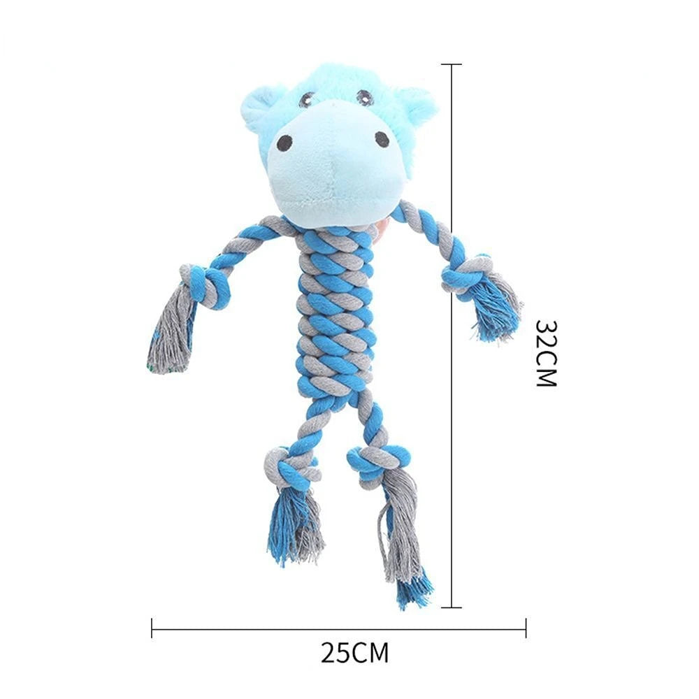 Juguete chirriante para perros pequeños y medianos, suave peluche masticable con forma de animal, resistente a mordeduras, cuerda de algodón, suministros para mascotas.