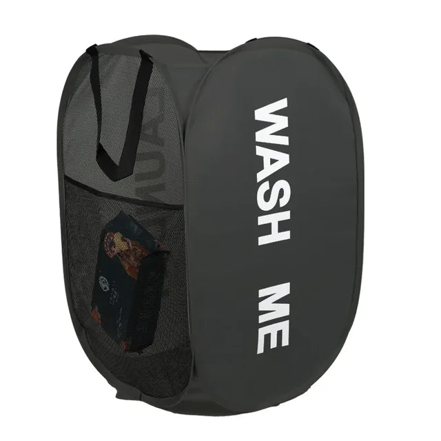 Cesto de ropa sucia portátil, apertura amplia, transpirable, plegable, ahorra espacio, ideal para dormitorio, viajes y artículos de baño.