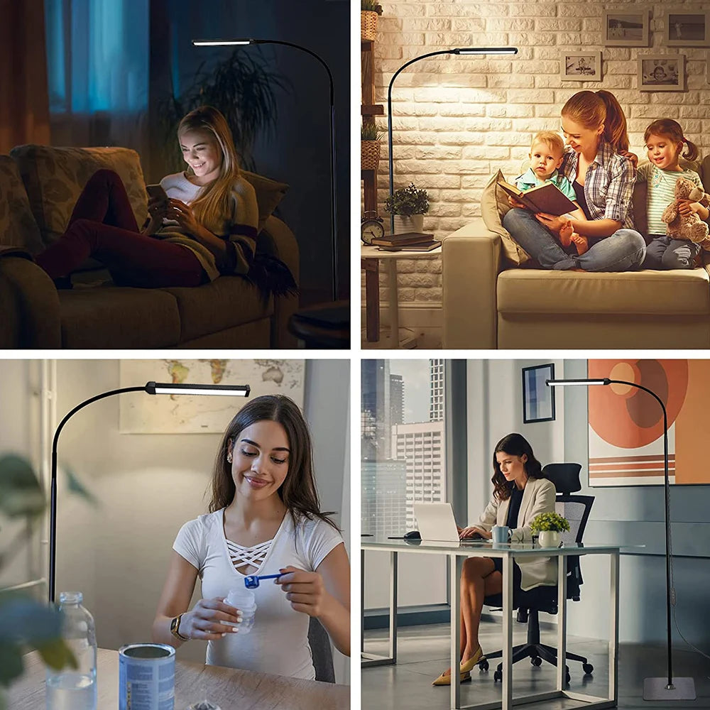 Lâmpada de assoalho led para sala estar ajustável pescoço ganso suporte luz regulável interior quarto em pé luz leitura decoração escritório
