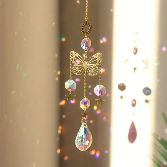 1 pc Butterfly Crystal Sun Catcher - Glass prism reflecting lights for home, garden, and car decor