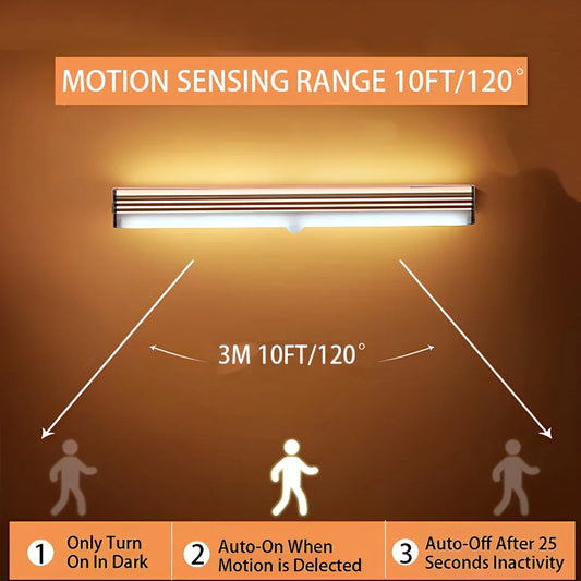 Luces nocturnas inalámbricas LED lámpara con sensor de movimiento USB recargable magnético para armario habitación armario cocina pasillo tubo detector bombilla