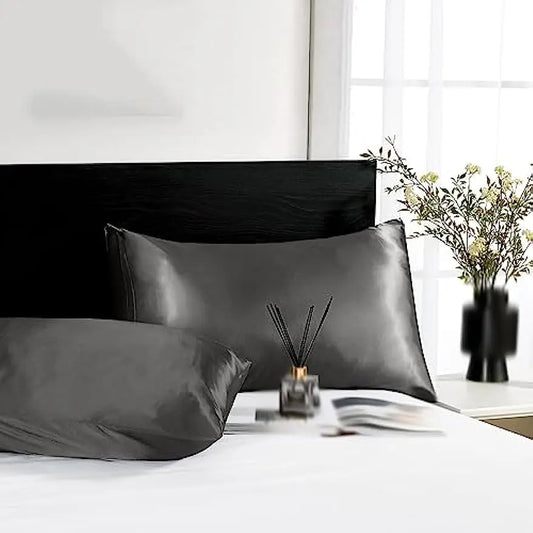 2pcs Satin Silk Pillowcase for Hair and Skin, Coral Pillow Cases Standard Size Set of Super Soft Pillow Case