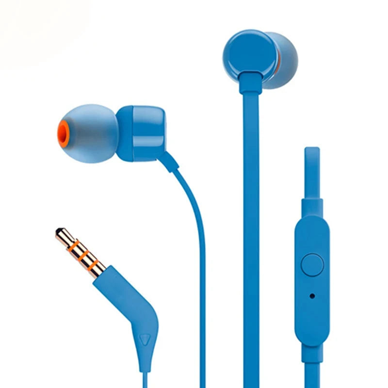 Auriculares T110 con cable de 3,5 mm, estéreo auténtico, graves profundos, deportivos, control en línea, manos libres y micrófono.