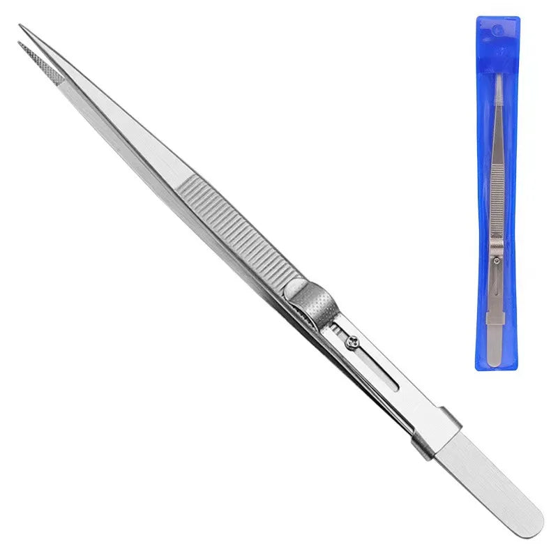 Pinzas de acero inoxidable con cierre deslizante ajustable, antiestáticas, herramienta para la fabricación de joyas y reparación de componentes electrónicos.
