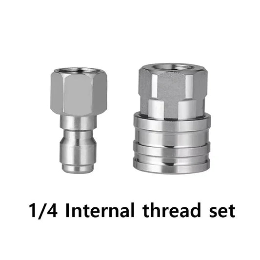 Pressure Washer Coupler Adapter Set, Quick Connect Plug, Stainless Steel, Male and Female Fittings, Hose Accessories, 1/4"