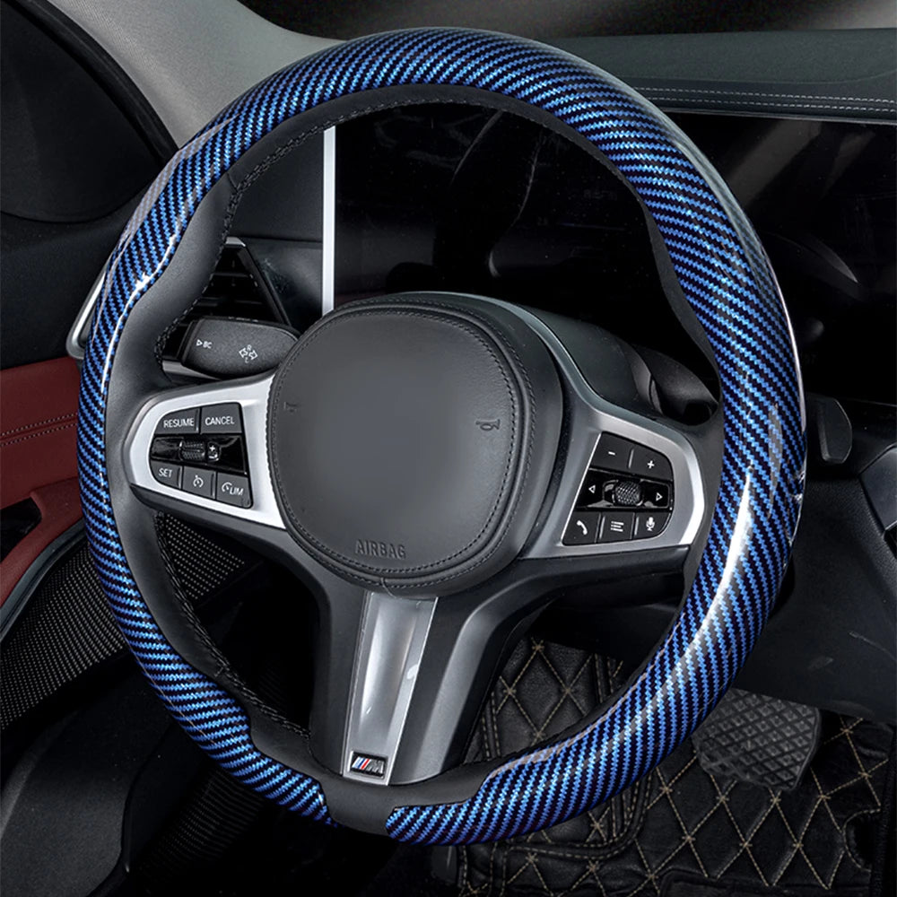 Steering Size 36-38cm Universal Non-slip D-shaped Round Breathable Car Steering Wheel Cover Protector Suitable Auto Accessories