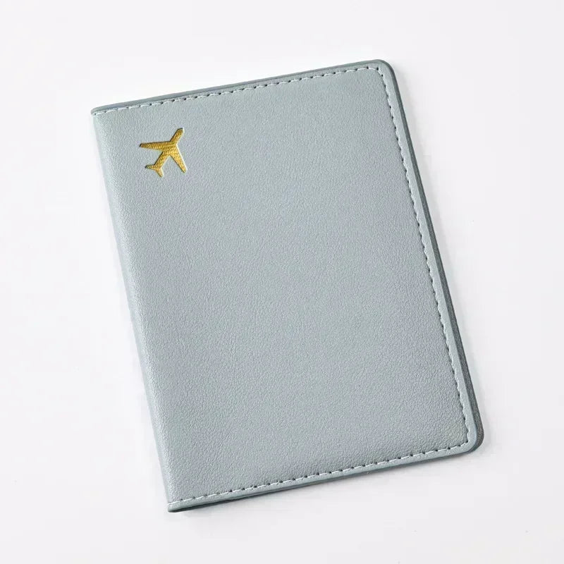 Women Men Card Passport Cover Case Flight Ticket Clip Passport Wallet PU Leather Solid Color Id Holder Passport Holder Purses