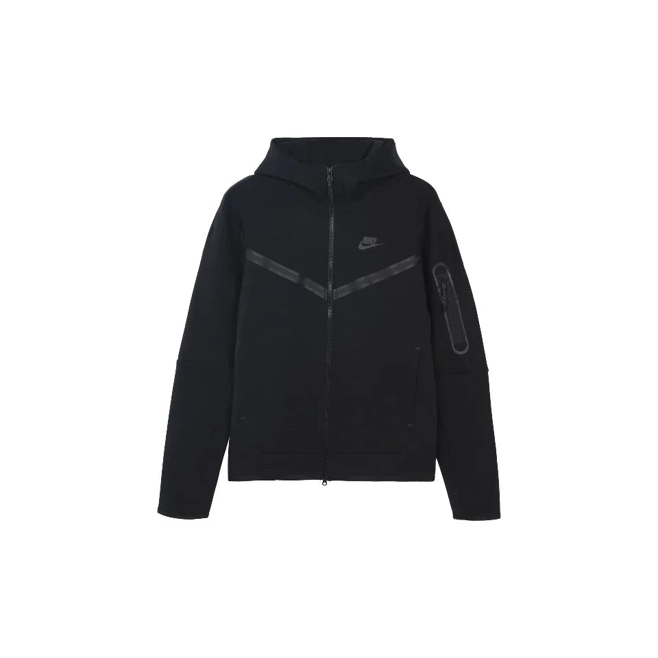 Sudadera con capucha Nike NSW Tech Fleece negra y gris con cremallera para hombre, estilo deportivo informal de punto, para baloncesto.