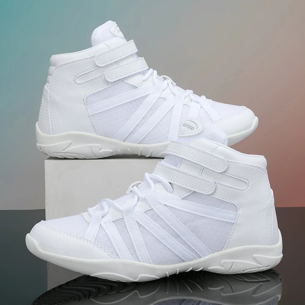 BAXINIER - Zapatillas blancas altas de animadora para niñas, ligeras, para competición juvenil, para entrenamiento de baile y tenis