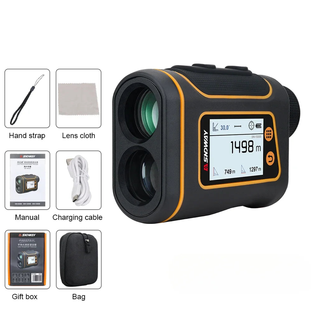 SNDWAY Telescope Laser Range Finder Digital Distance Meter Hunting Monocular Golf Rangefinder LCD Display Roulette Tape Measure