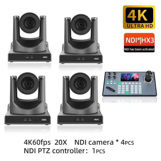 4K60fps NDI PTZ Camera 20X Zoom AI Tracking PTZ Camera Church Stage Bar Live Recording Compatible with OBS/vMix/ATEM,Support POE