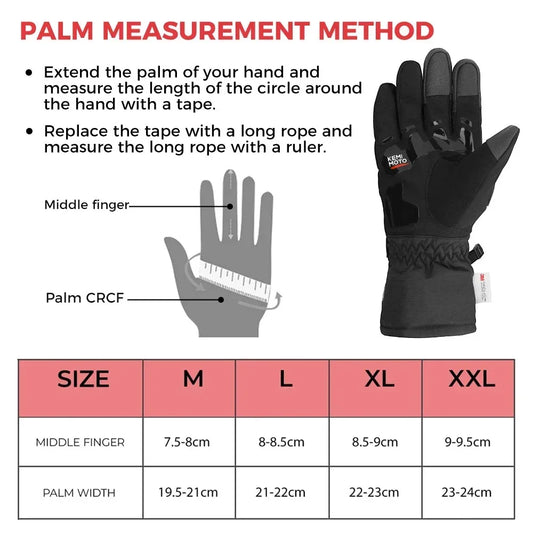 KEMiMOTO Winter Motorcycle Gloves CE Protective Black Guantes Moto Invierno Warm Touch Screen Waterproof Windproof Gloves