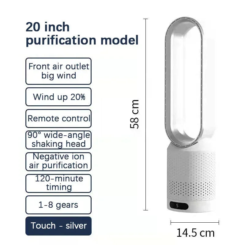 2024 New Bladeless Fan Electric Cooling Air Tower Fans With Remote Control Intelligent Low Noise 16 Inch Stand Floor Dropship