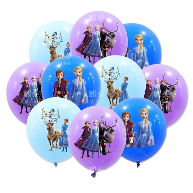 Globos de látex de la Reina de las Nieves con temática de Frozen, decoraciones para fiestas de cumpleaños, juguetes para niños, baby shower, niñas, artículos de fiesta, 12 pulgadas, 10 unidades