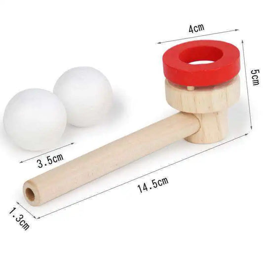 Classic Wooden Game Floating Ball Blow Pipe & Balls Blowing Toys Training Lung Capacity Montessori Early Learning Fun