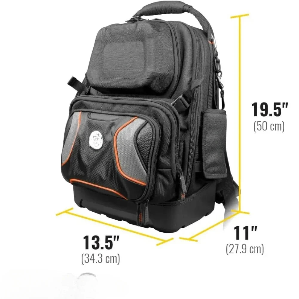 Mochila para herramientas, mochila de electricista resistente con 48 bolsillos para herramientas manuales, base impermeable y portaherramientas extraíble.