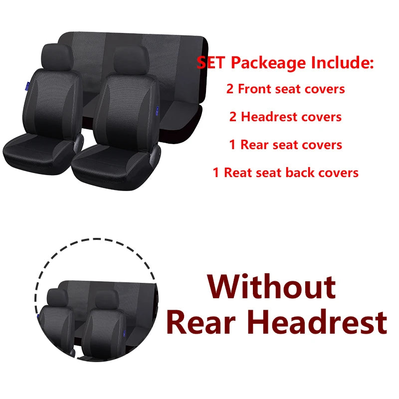AUTO PLUS Checkered Polyester Patchwork Mesh Fabric Universal Unisex Car Seat Covers Set Accessories Interior With Sponge