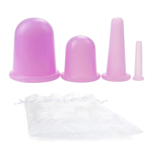 4-Piece Set Silicone Vacuum Cupping Set Cupping Cups Cans Suction Cup Therapy Back Body Detox Massage Anti Cellulite
