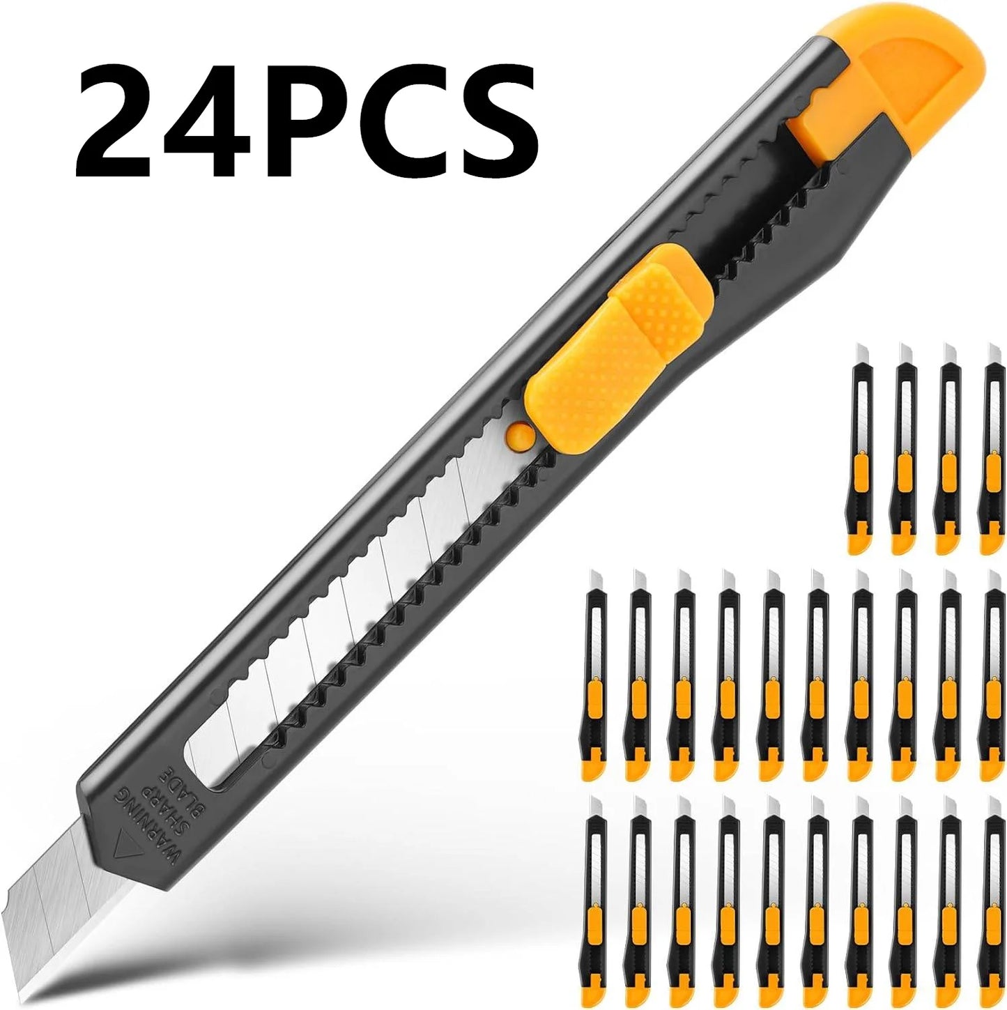4/24 Pack Box Cutter Retractable, Utility Knife 9MM Wide Snap-Off Blades, Exacto Knife for Cutting Box, Wrapping, Cardboard