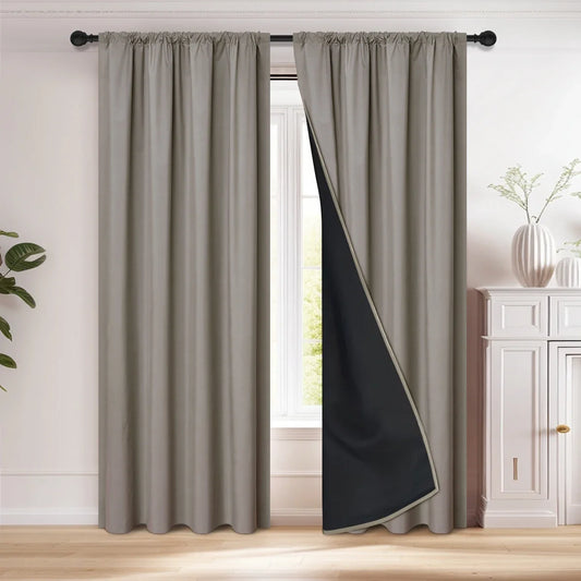 Cortina opaca 100 % con bolsillo para varilla, ideal para sala de estar, dormitorio, cocina, ventana y sala de estar.
