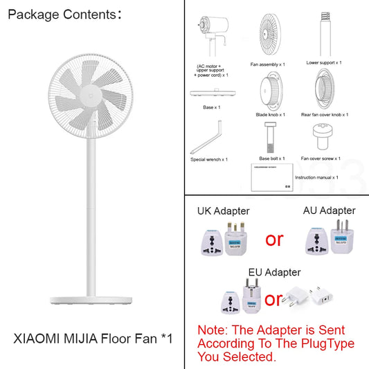 XIAOMI MIJIA Floor Fan, 7-Blade, 90° Adjustable Wide-Angle, Home Fan for Living Room, Supports Connection to MI HOME APP, Wired Fan