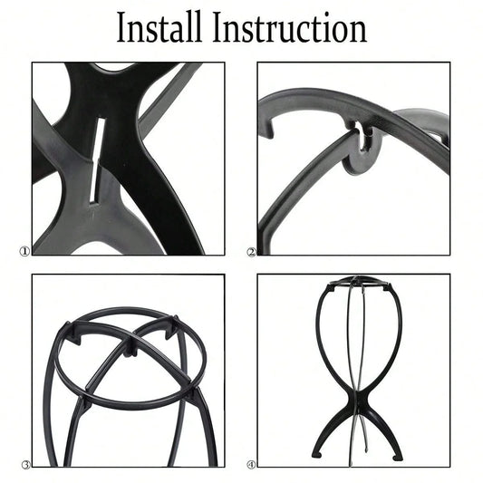 Exhibidores de pelucas, soporte de cabeza de peluca de plástico, maniquí portátil, plegable y flexible.
