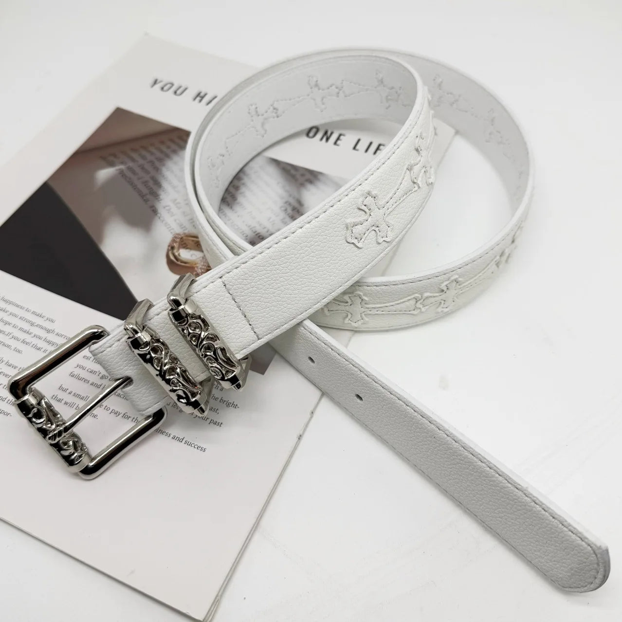 Spring and summer personalized belt with lychee pattern and colorful Kro new style belt for men and women, artistic youth belt