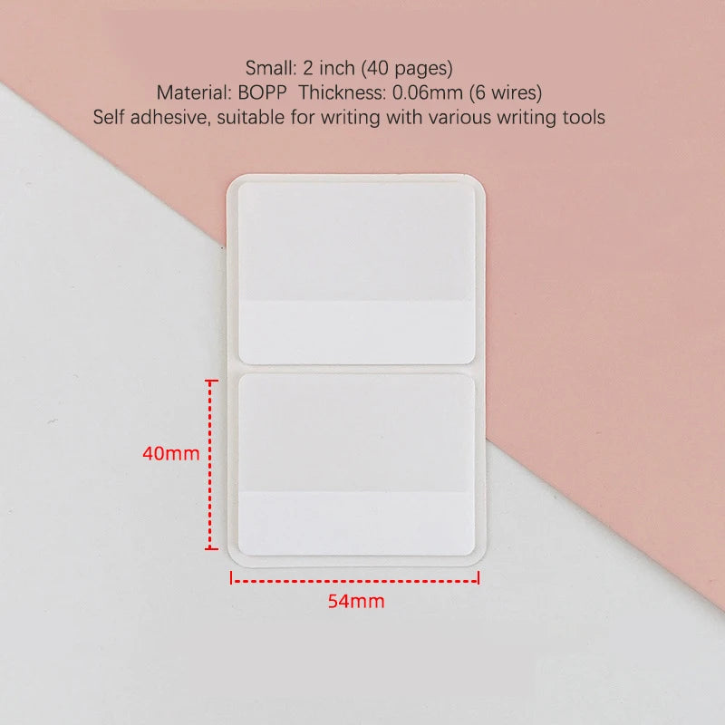 40/80/160 Pages Frosted Simple Pure White Index Stickers Transparent Label Stickers DIY Sticky Notes Office School Supplies