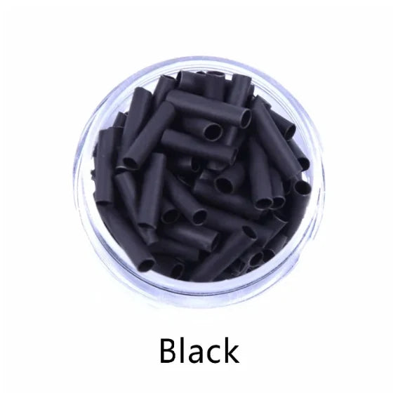 500 tubos termorretráteis dos pces para extensões de cabelo sem adesivo forrado preto e transparente ferramentas acessórias do cabelo da fusão