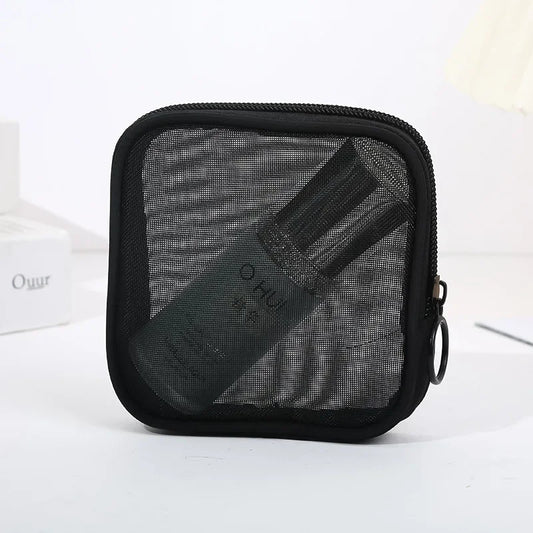 Transparent Mini Cosmetic Bag Small Travel Black Mesh Simple Makeup Bags Girl Storage Toiletry Wash Lipstick Cases