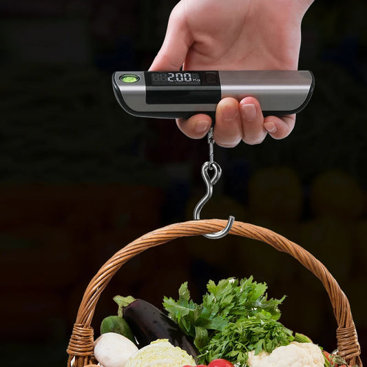 Portable Electronic Scale with Rule, Household Small 50kg Portable Mini Hook Weighing, High-Precision Luggage Weighing Device