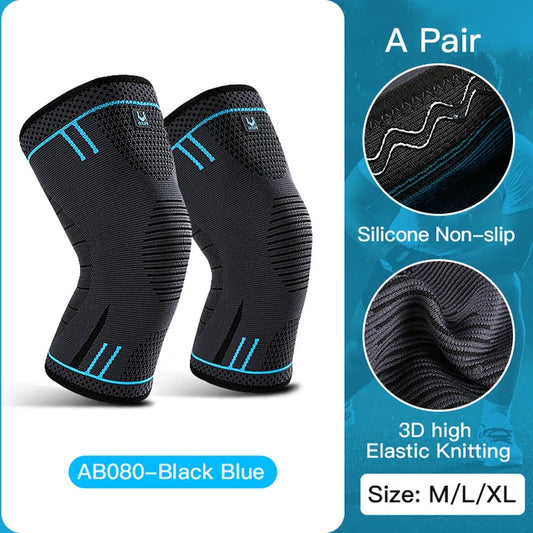 1pcs Compression Knee Support Sleeve Elastic Breathable Knee Pads Brace Springs Gym Sports Protector Basketball Volleyball Running