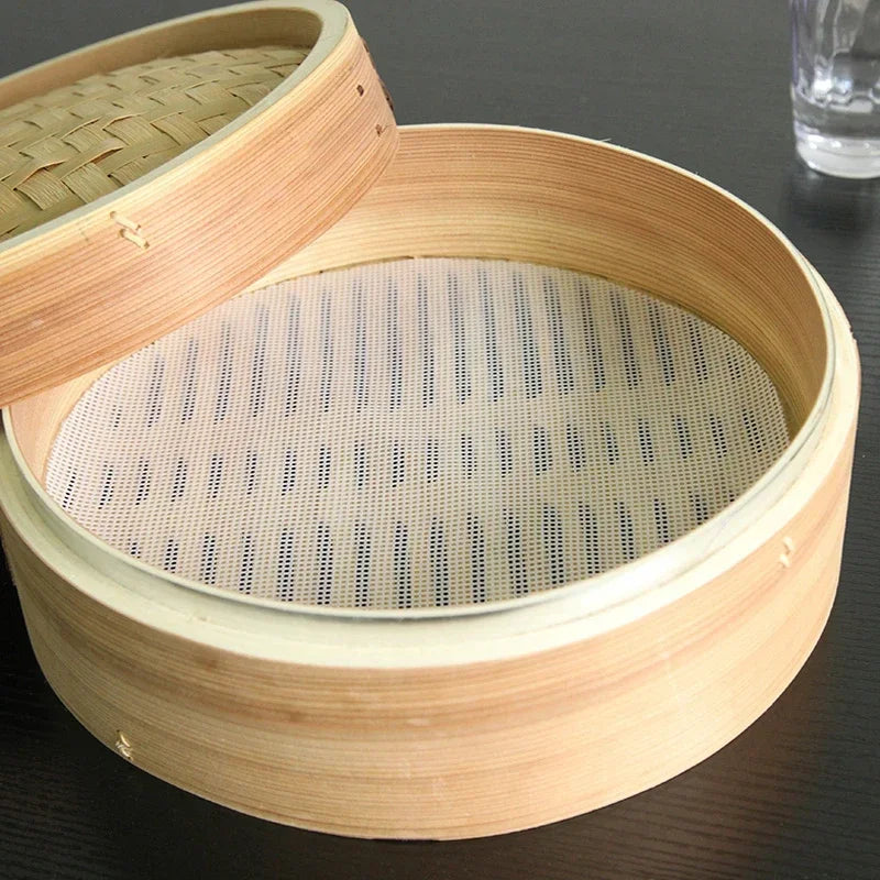 Esterilla de bambú antiadherente de silicona blanca para hornear, ideal para dim sum, restaurantes, cocinas, utensilios de cocina reutilizables.