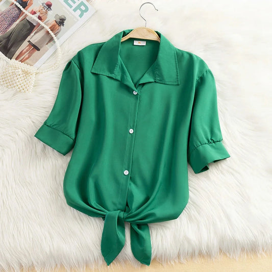 2025 New Womens Tops Fashion Women Summer Chiffon Blouse Short Sleeve Casual Shirt White Ropa Mujer Blusas Feminino