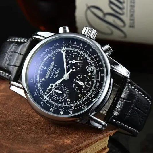 Reloj de moda para hombre, estilo retro, de negocios y ocio, con diseño de dirigible Zeppelin y versión conmemorativa.