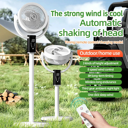 Floor Circulating Fan 6000 mAh Large Capacity Camping Fan With Remote Control Rechargeable Floor-standing Fan Adjustable Height