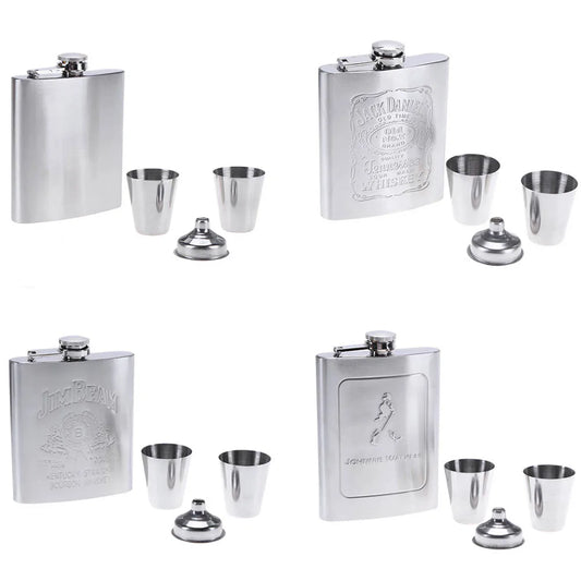 8oz Outdoors Portable Pocket Hip Flask Stainless Steel Whisky Flask Drink Alcohol Container Gift Box Vodka Drinking Bottle Tools