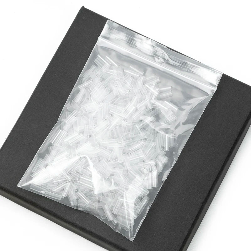 500 peças tubos termo retráteis para extensões de cabelo sem adesivo fusão acessórios para cabelo ferramentas cor transparente