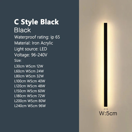 Outdoor waterproof wall lamp LED strip background wall lamp stair garden lamp living room bedroom bedside ip65 wall lights