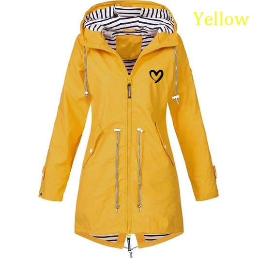 Autumn & Winter Women Outdoor Waterproof Rain Jacket Running Coat Jackets Climbing Hooded Sleeve Hooded Windbreaker Jacket