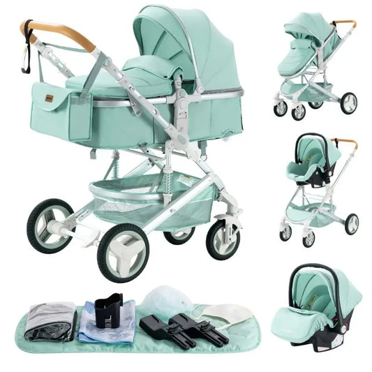Newest Luxury Baby Stroller 3 in 1 Portable Travel Baby Carriage Fold Pram High Landscape Aluminum Frame Newborn Infant Stroller